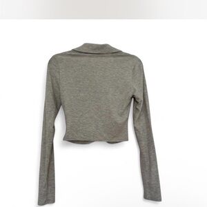 Reformation Gray Ruched Button-Down Shirt Size Medium